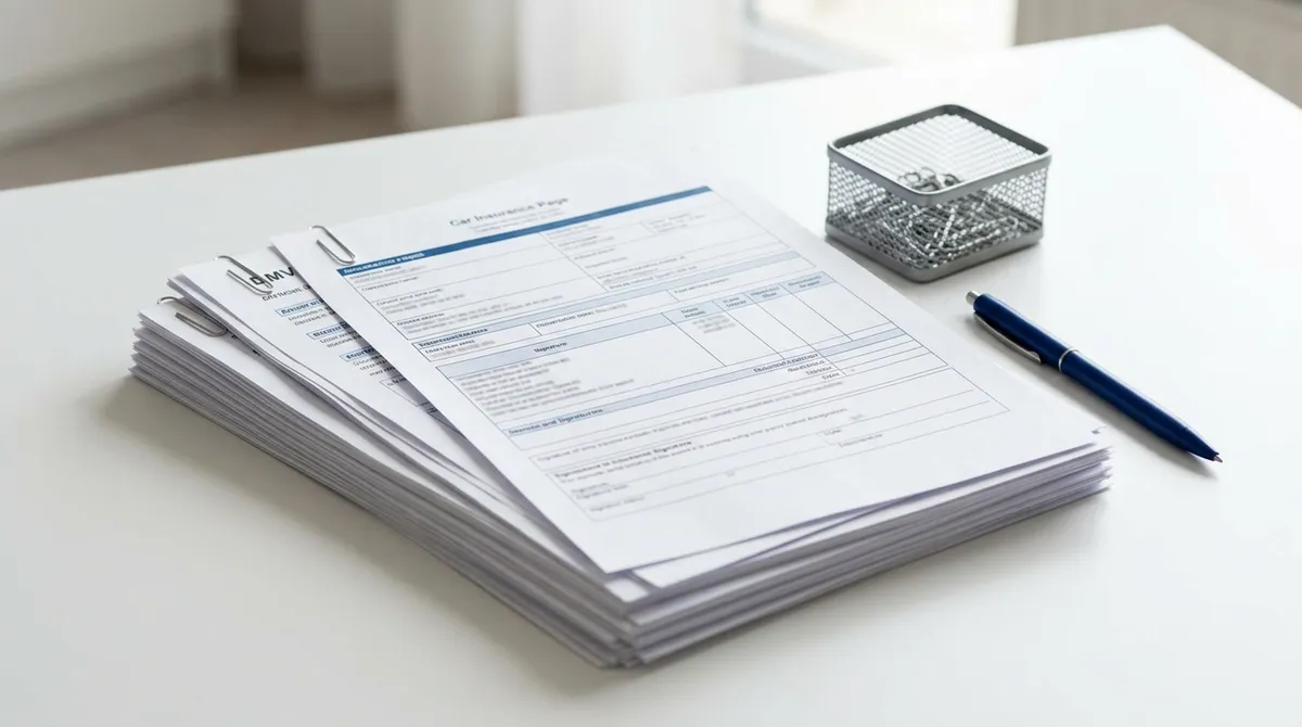 Segregator z kartami polisy i formularzami — materiał ilustracyjny do lekcji